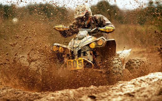 Mud-shedding tires are a common option on sport ATVs.