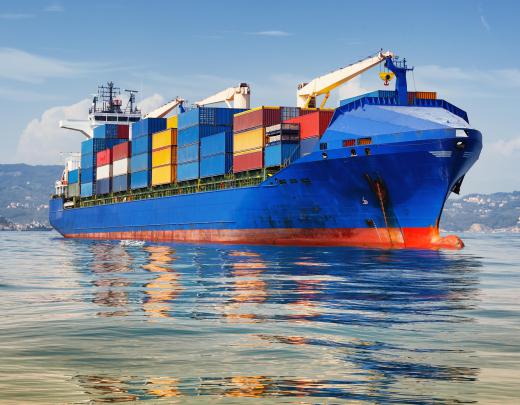 Container ships move dry goods all over the world in cargo containers.