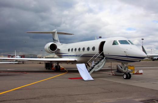 A private jet typically has more luxurious uphostery than commercial aircraft.