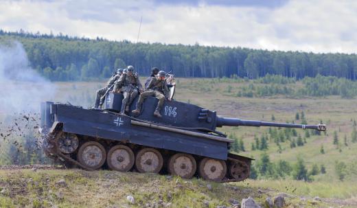 The heaviest armor is in the front of the tank to deflect oncoming fire.