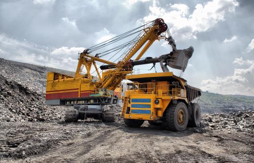 A haul truck is used to carry heavy rocks at construction and mining sites.