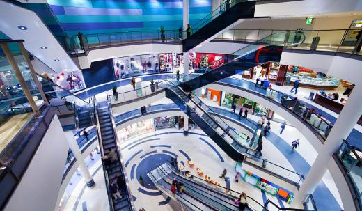 Shopping malls often have parking garages for customers.