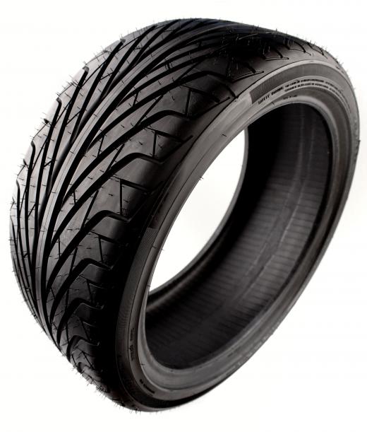 A vehicle tire with deep treads.